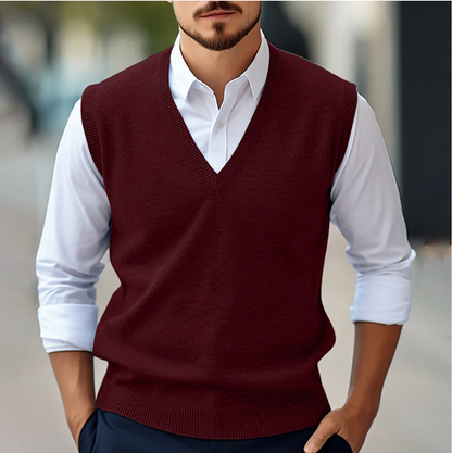 Ärmelloser V-Ausschnitt Pullover | Herrenmode für Frühling und Herbst