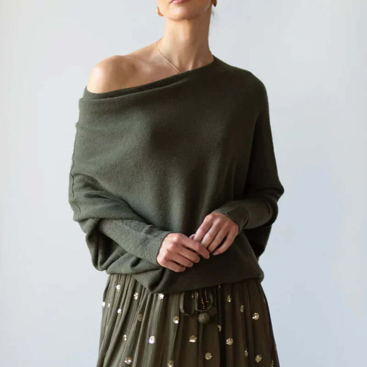 Asymmetrischer drapierter Strickpullover für Damen | Weich & Warm 4