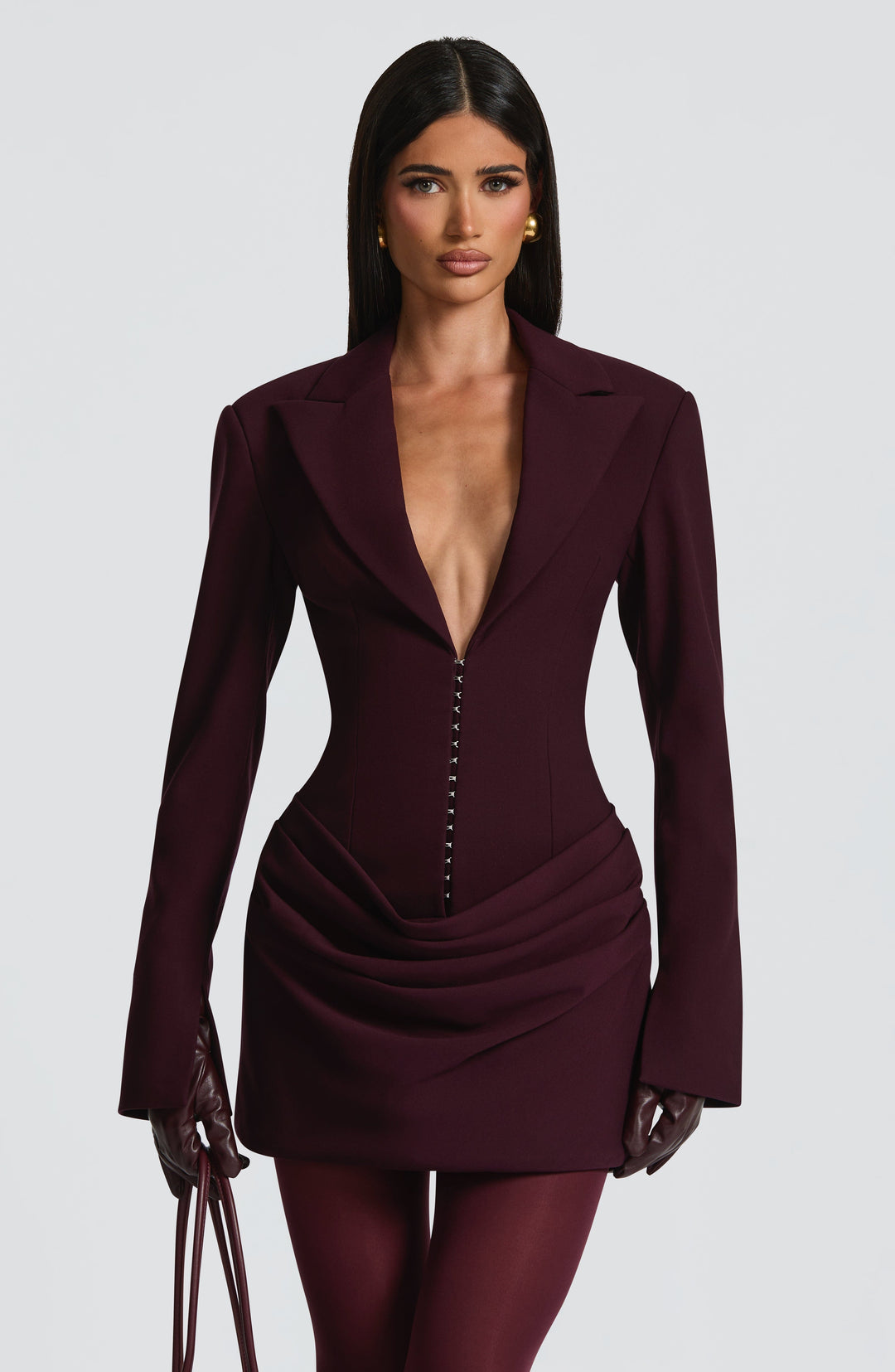 Damen Langarm Minikleid Mit Kragen Knopfdetails | Knopfdetail
