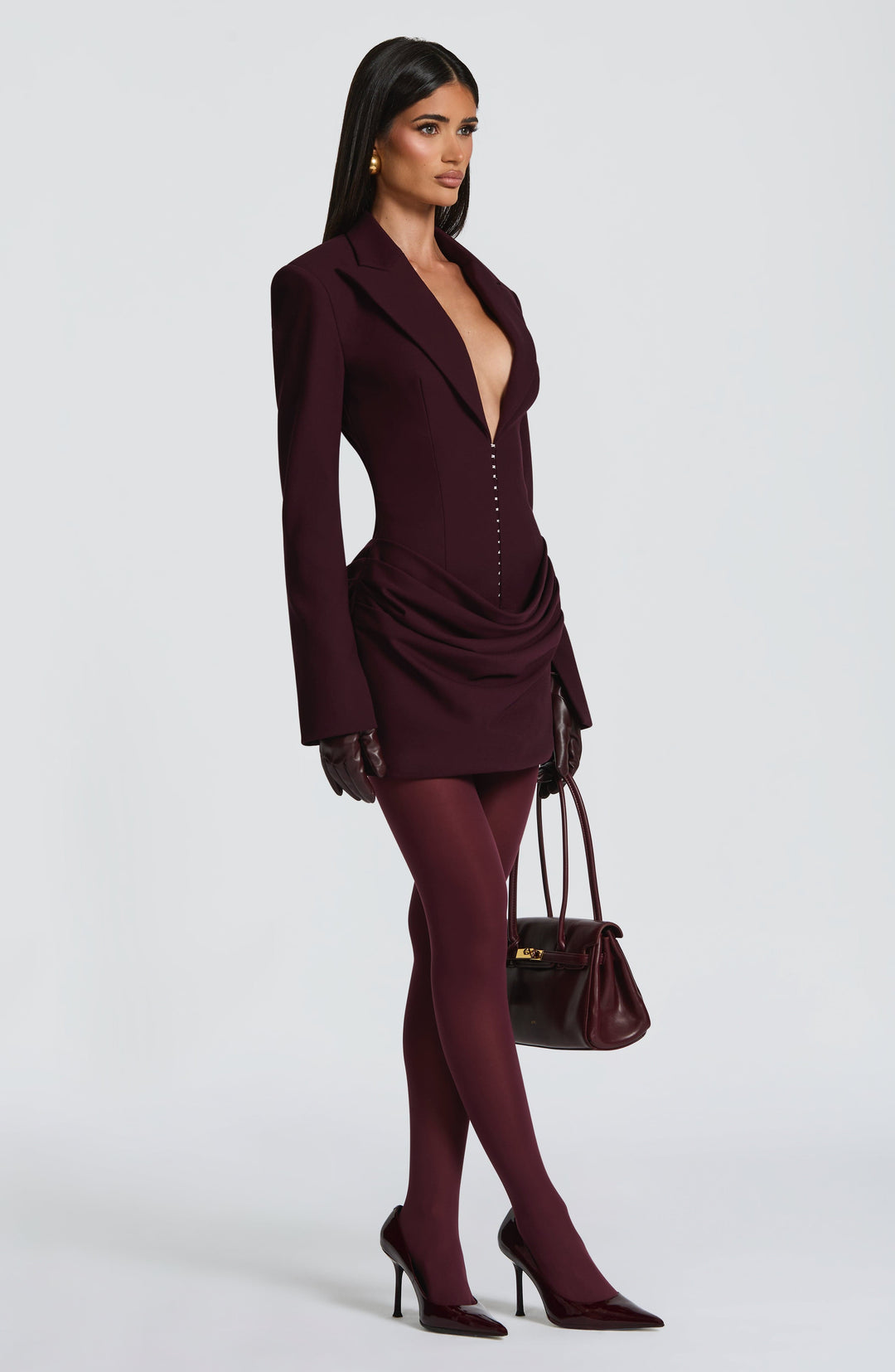 Damen Langarm Minikleid Mit Kragen Knopfdetails | Knopfdetail