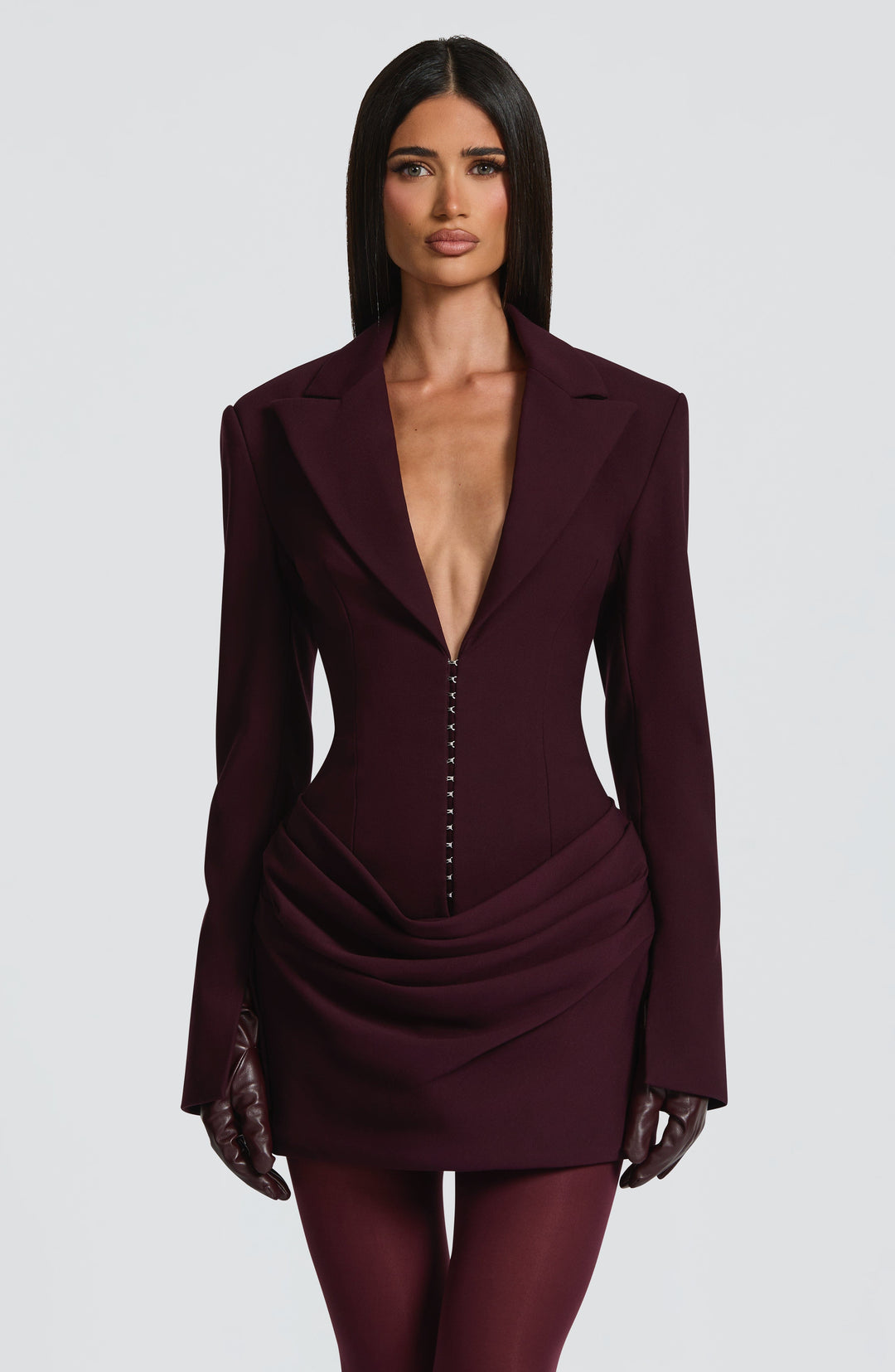 Damen Langarm Minikleid Mit Kragen Knopfdetails | Knopfdetail