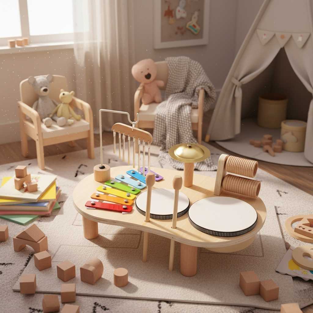Baby-Musiktisch mit Schlagzeug und Xylophon