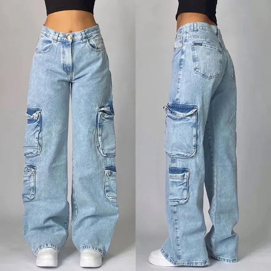Bequeme Baggy Jeans für Damen – High Waist und funktionale Taschen im urbanen Style