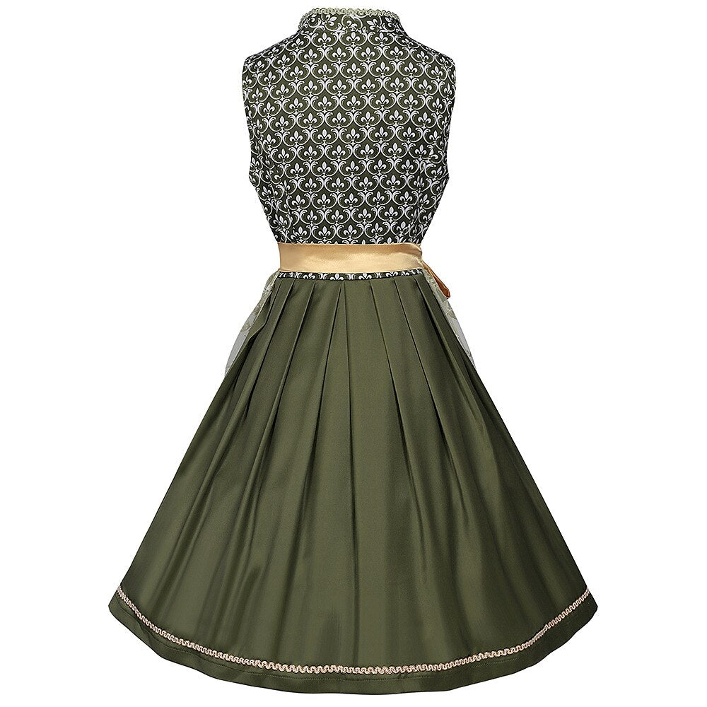 Besticktes Dirndlkleid in Grün – Oktoberfest | Elegantes Trachtenkleid mit Schürze