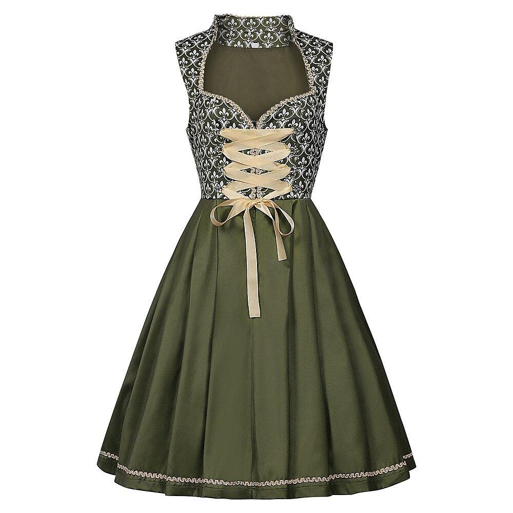 Besticktes Dirndlkleid in Grün – Oktoberfest | Elegantes Trachtenkleid mit Schürze