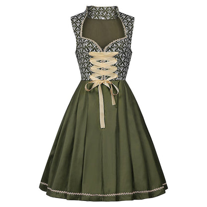 Besticktes Dirndlkleid in Grün – Oktoberfest | Elegantes Trachtenkleid mit Schürze