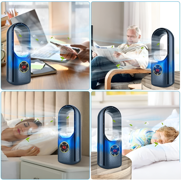 Rotorloser Tischventilator mit Licht und 3 Windmodi
