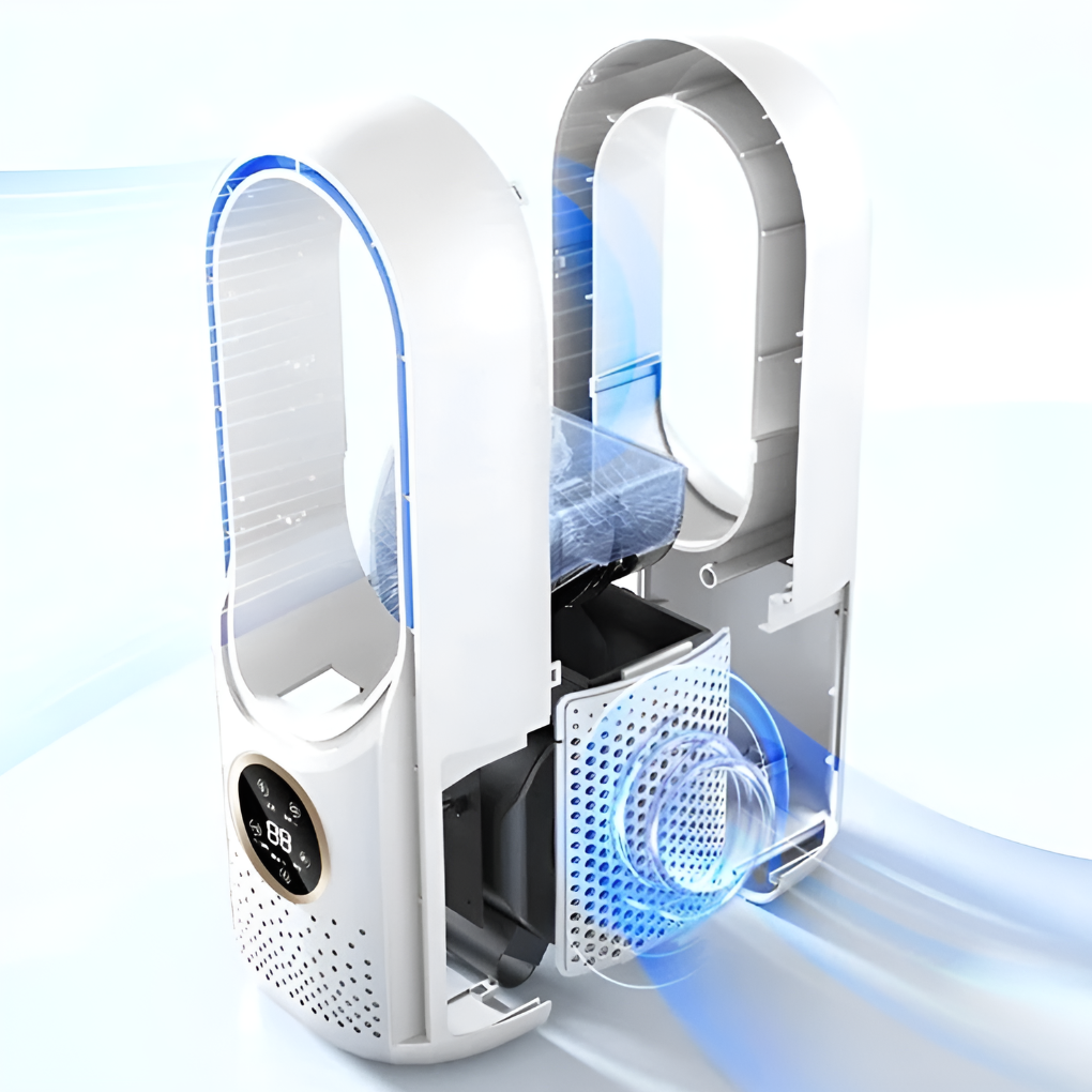 Rotorloser Tischventilator mit Licht und 3 Windmodi