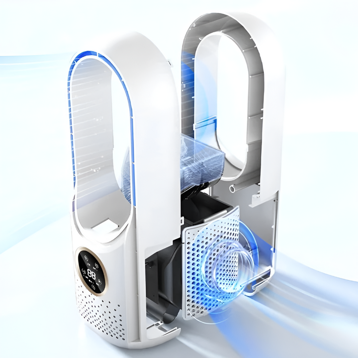 Rotorloser Tischventilator mit Licht und 3 Windmodi