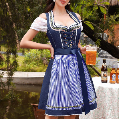 Blaues 3-teiliges Dirndl-Set – Oktoberfest | Mit Bluse und Schürze für den traditionellen Look