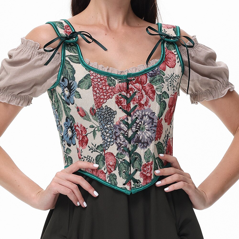 Blumenkorsett mit Schnürverschluss – U-Rücken | Romantisches Top mit floralem Touch