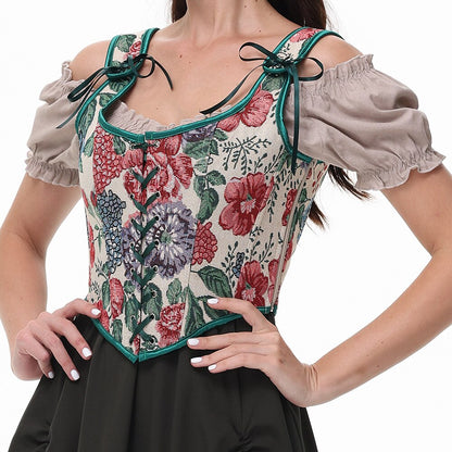 Blumenkorsett mit Schnürverschluss – U-Rücken | Romantisches Top mit floralem Touch