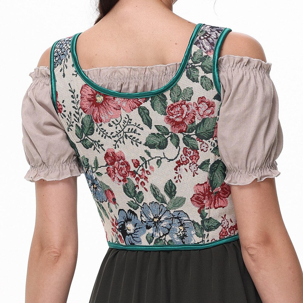 Blumenkorsett mit Schnürverschluss – U-Rücken | Romantisches Top mit floralem Touch
