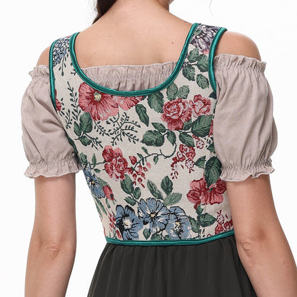 Blumenkorsett mit Schnürverschluss – U-Rücken | Romantisches Top mit floralem Touch