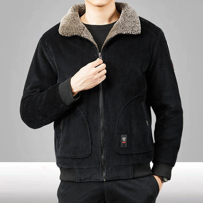 Bomberjacke für Herren – Textur – Sherpa-Futter – Lockere Passform – Reißverschluss vorne – Lässig