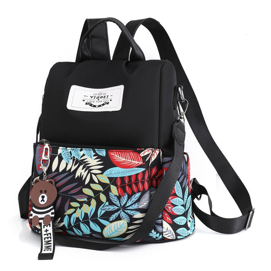 Farbenfroher Rucksack für Damen mit Blumenmuster – stilvoller Studentenrucksack mit verstellbaren Schultergurten und praktischen Taschen