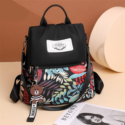 Farbenfroher Rucksack für Damen mit Blumenmuster – stilvoller Studentenrucksack mit verstellbaren Schultergurten und praktischen Taschen