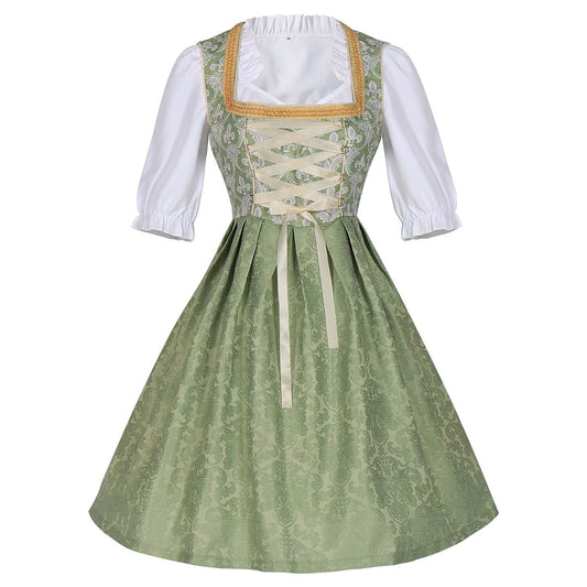 Champagnergoldenes Dirndlkleid – Oktoberfest | Elegantes Trachtenkleid mit Schürze und Bluse