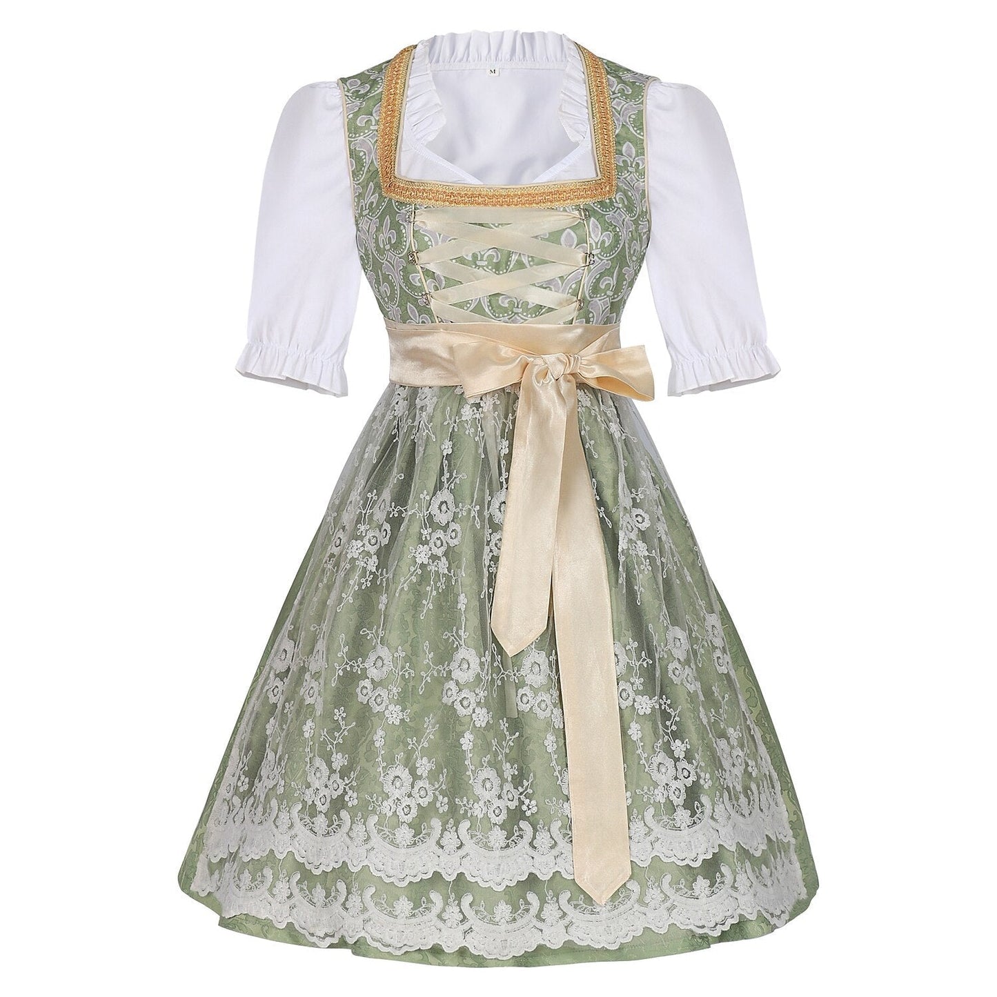 Champagnergoldenes Dirndlkleid – Oktoberfest | Elegantes Trachtenkleid mit Schürze und Bluse