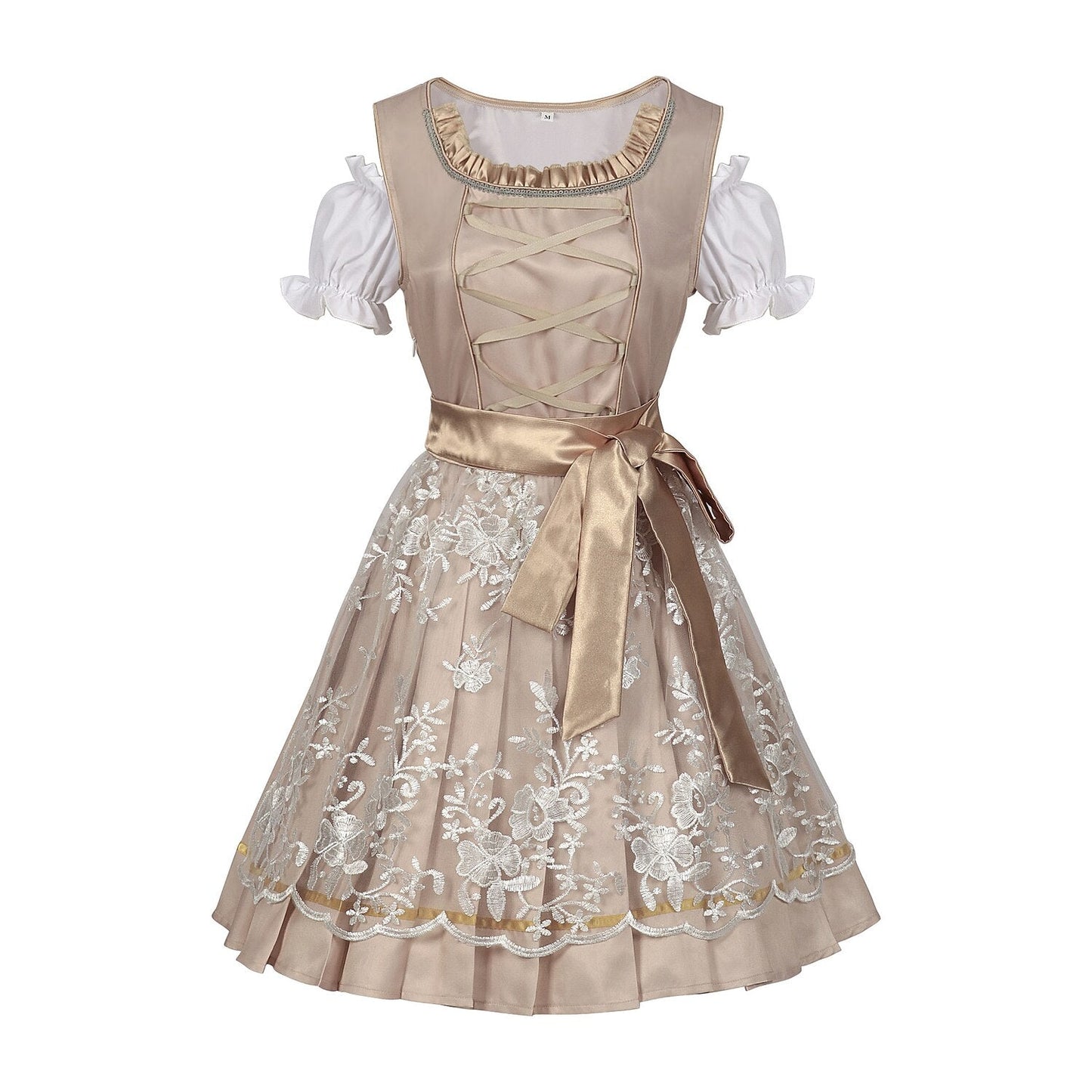 Champagnergoldenes Dirndlkleid – Oktoberfest | Elegantes Trachtenkleid mit Schürze und Bluse