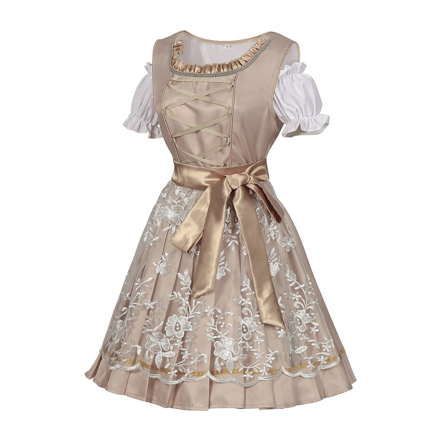 Champagnergoldenes Dirndlkleid – Oktoberfest | Elegantes Trachtenkleid mit Schürze und Bluse