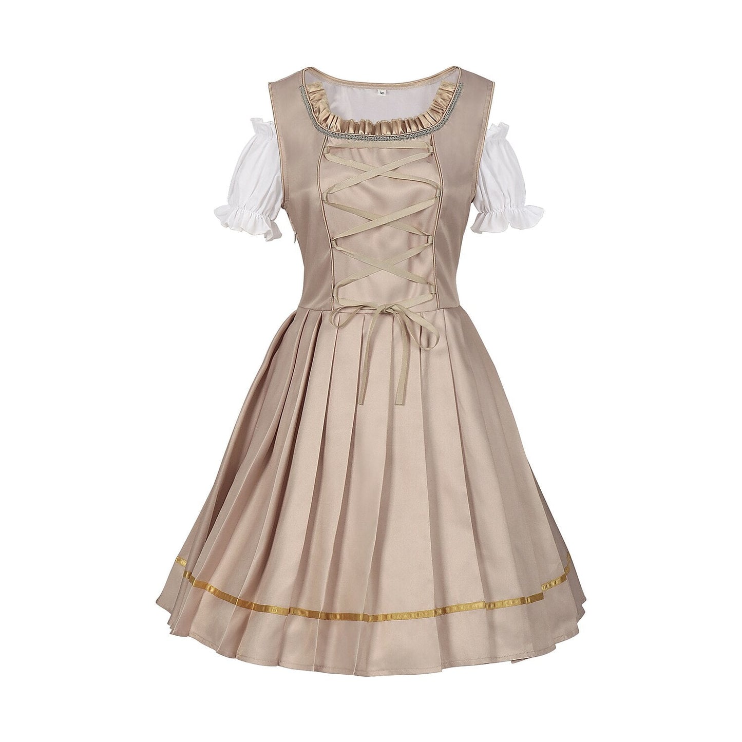 Champagnergoldenes Dirndlkleid – Oktoberfest | Elegantes Trachtenkleid mit Schürze und Bluse