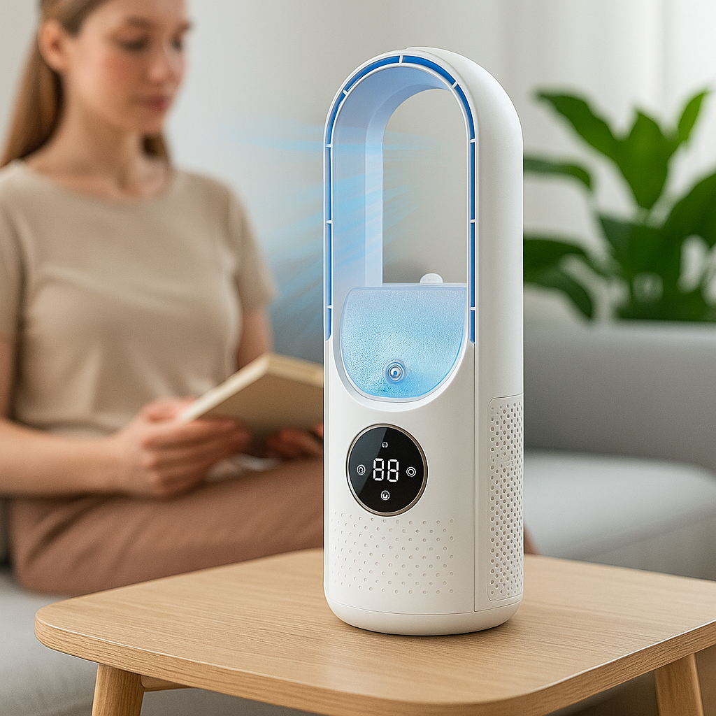 Przenośny wentylator powietrza bez turbiny | Wentylator biurkowy USB | Cicha chłodzenie z timerem | Kompaktowy design