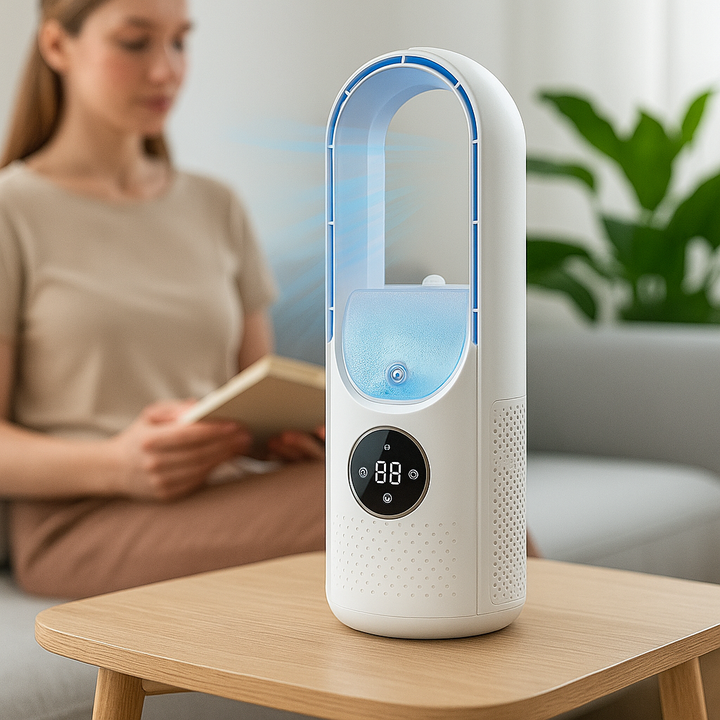 Przenośny wentylator powietrza bez turbiny | Wentylator biurkowy USB | Cicha chłodzenie z timerem | Kompaktowy design