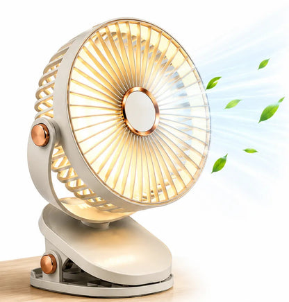 Ventilatore a clip con batteria, LED, 5 velocità e 8000 mAh
