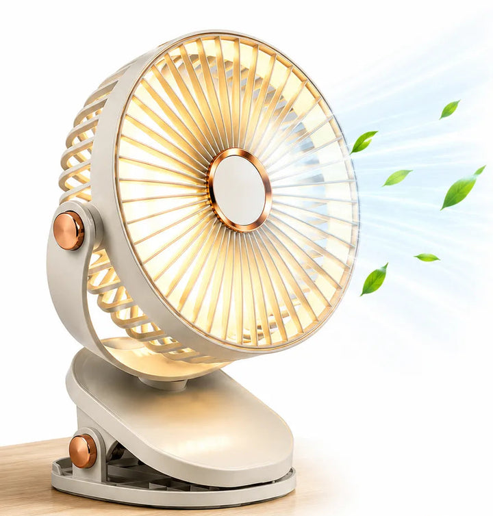Akku Clip Ventilator mit LED, 5 Stufen und 8000 mAh