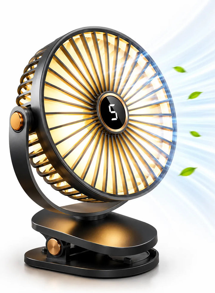 Akku Clip Ventilator mit LED, 5 Stufen und 8000 mAh