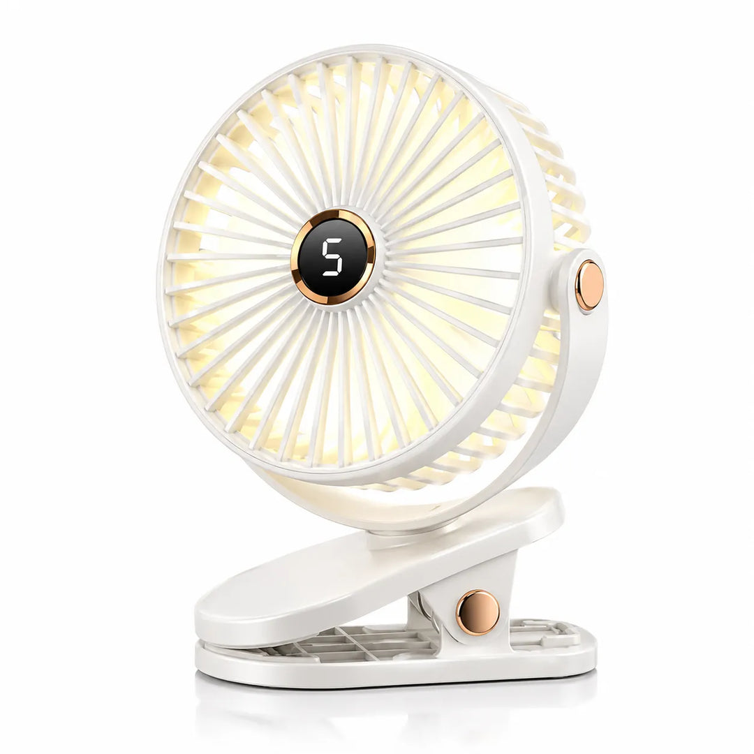 Akku Clip Ventilator mit LED, 5 Stufen und 8000 mAh
