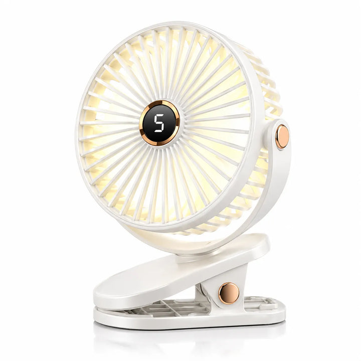Akku Clip Ventilator mit LED, 5 Stufen und 8000 mAh