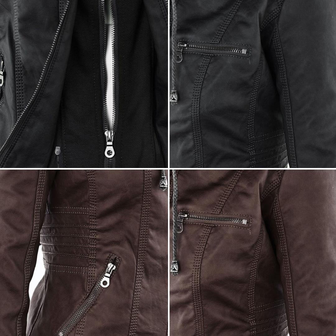 Celeste | Slim-Fit Hooded Moto Jacket