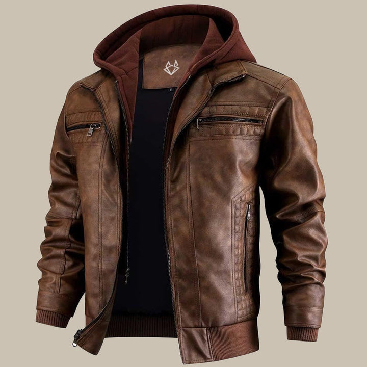 Daan Herren-Winterlederjacke | Robustes Design mit abnehmbarer Kapuze 4