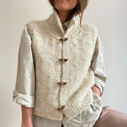Damen-Cardigan aus Wollmischung | Ärmellos, zum Knöpfen, warm, lässiger Lagenlook
