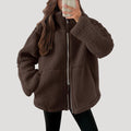 Damen-Fleece-Teddy-Winterjacke mit Reißverschluss, flauschig 3