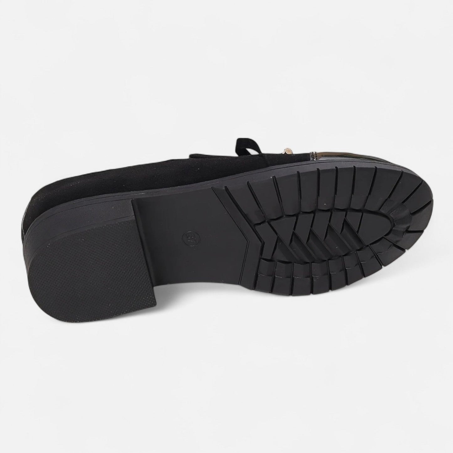 Damen-Loafer mit Blockabsatz – Lacklederschuhe mit Kappe und Schleife 1