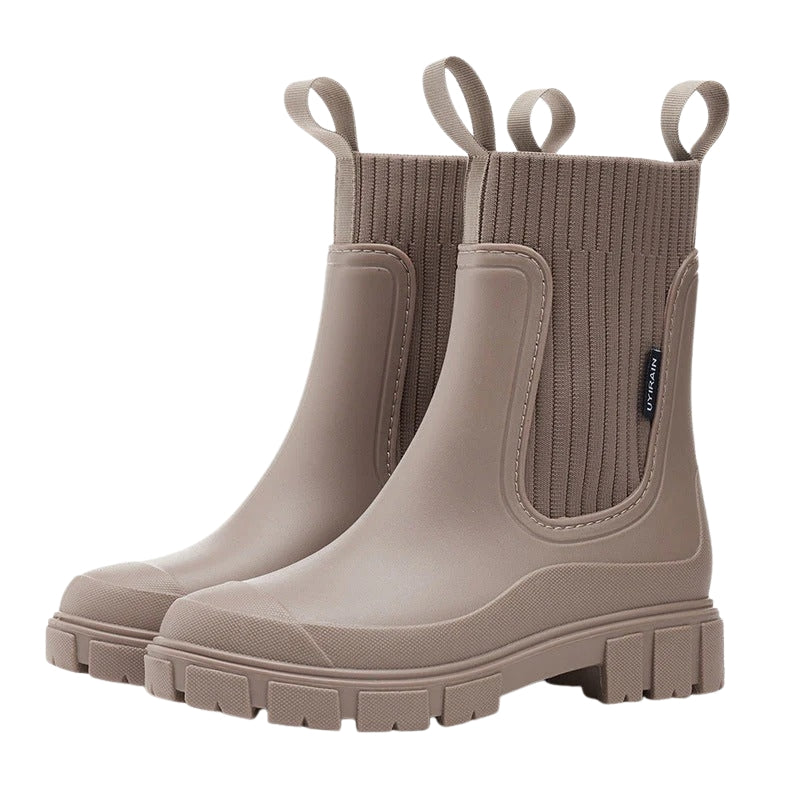 Damen-Schlupfstiefel bis zur Wade mit dicker Sohle 3