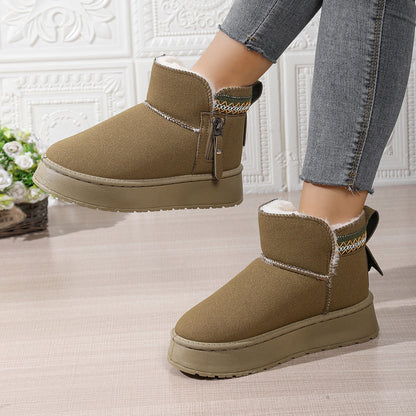 Damen-Schneestiefel - Wasserabweisend - Warmfutter - Dicke Sohle - Reißverschluss - Knöchelhöhe