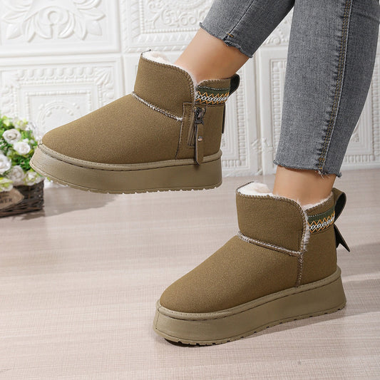Damen-Schneestiefel - Wasserabweisend - Warmfutter - Dicke Sohle - Reißverschluss - Knöchelhöhe