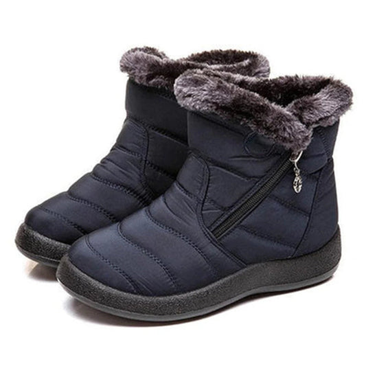 Damen-Stiefeletten – gesteppt, wasserabweisend – mit Kunstfell gefüttert – Reißverschluss, rutschfest