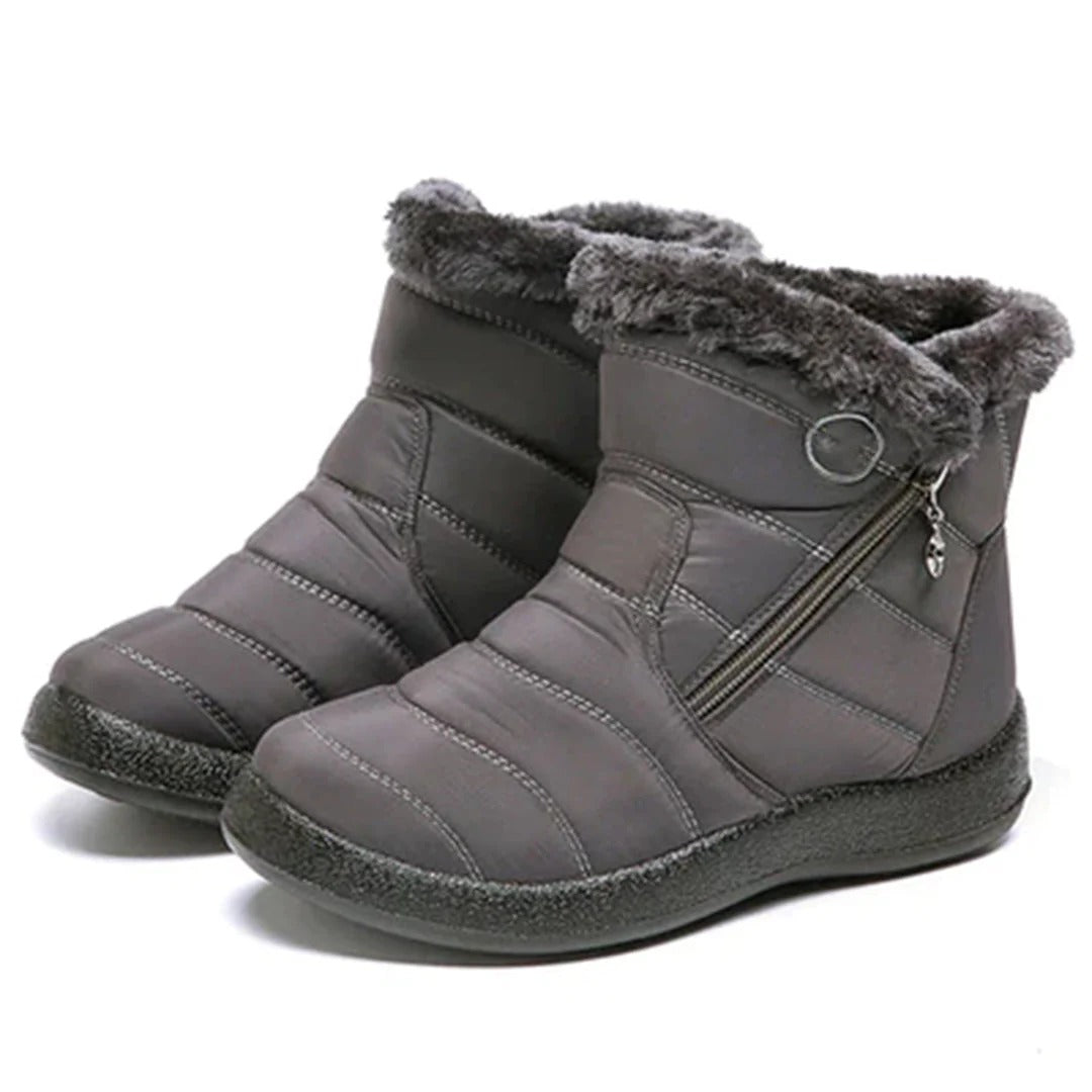 Damen-Stiefeletten – gesteppt, wasserabweisend – mit Kunstfell gefüttert – Reißverschluss, rutschfest