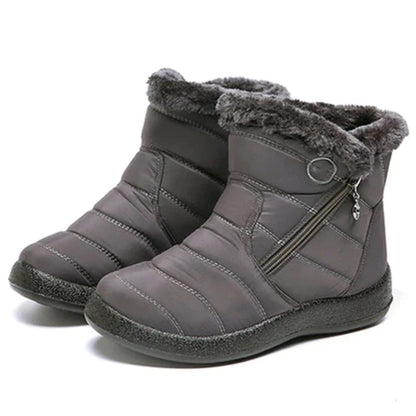Damen-Stiefeletten – gesteppt, wasserabweisend – mit Kunstfell gefüttert – Reißverschluss, rutschfest