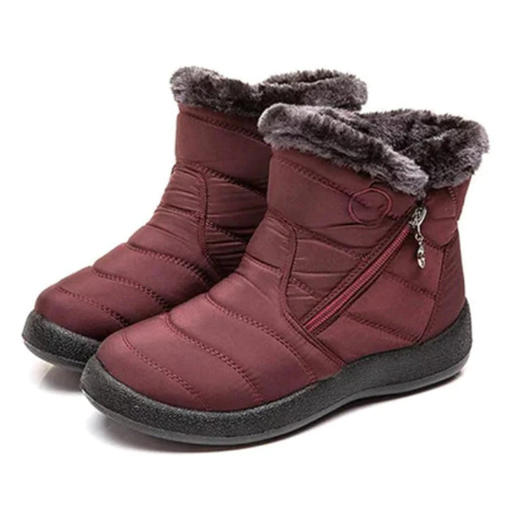 Damen-Stiefeletten – gesteppt, wasserabweisend – mit Kunstfell gefüttert – Reißverschluss, rutschfest