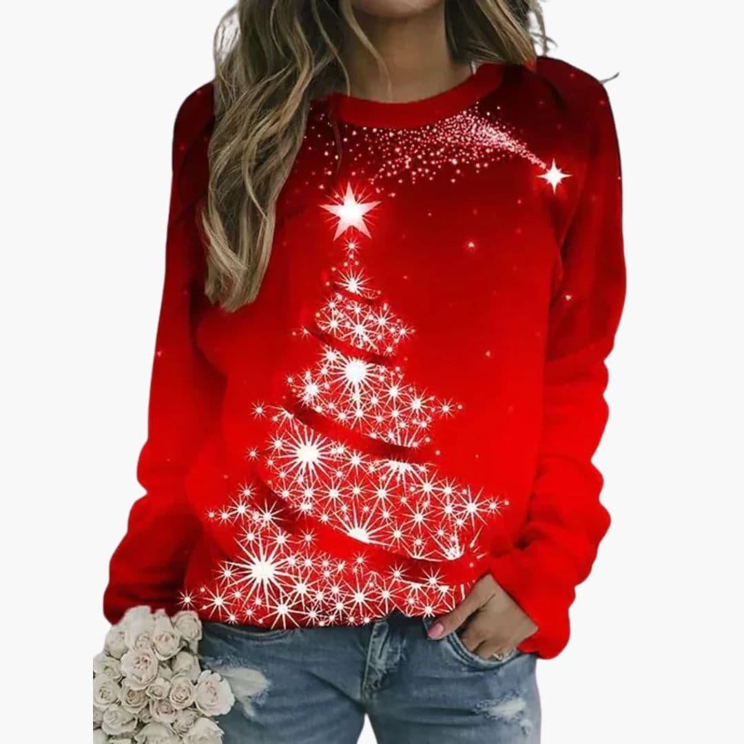 Damen-Winter-Sweatshirt mit Rundhalsausschnitt | Festlicher Print 2