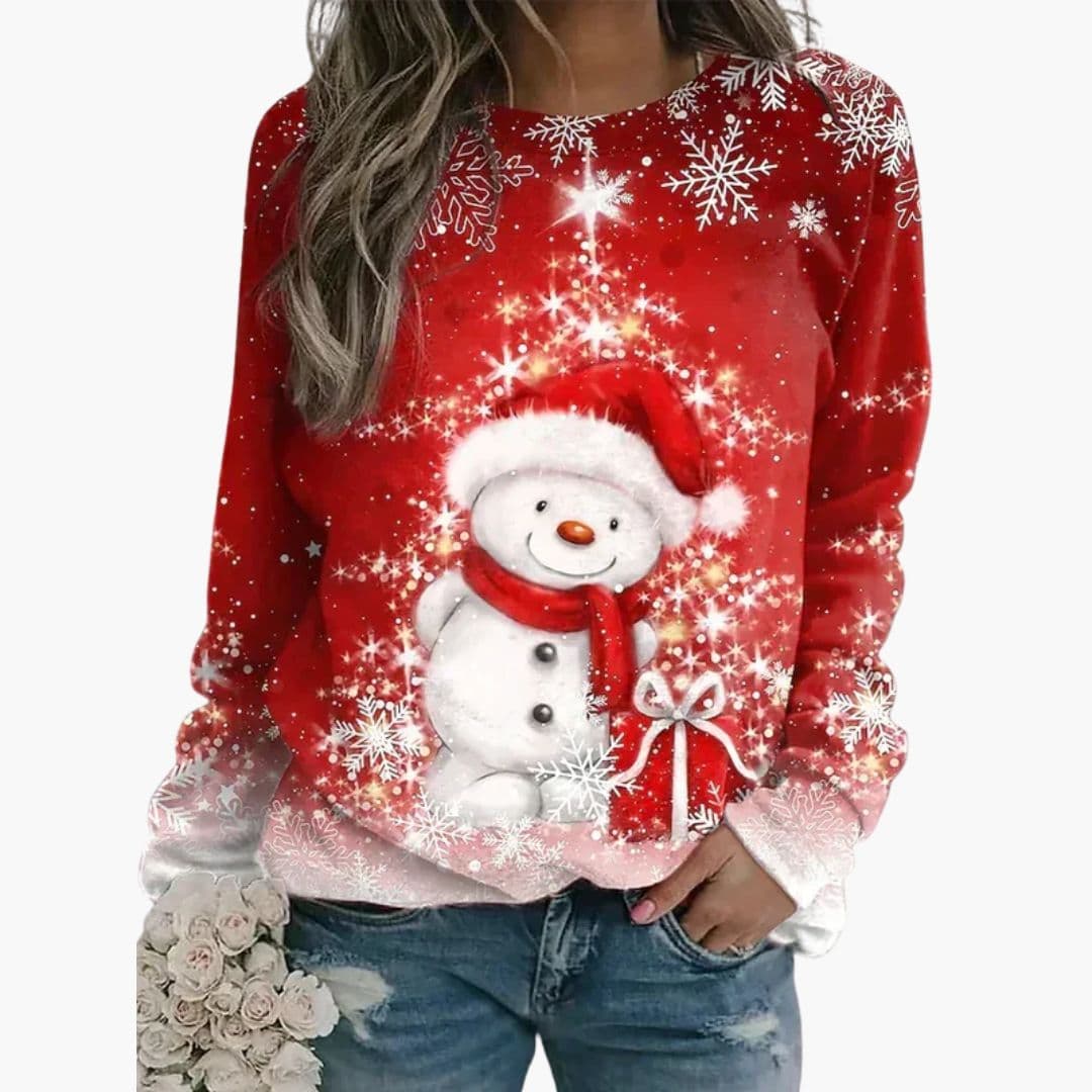 Damen-Winter-Sweatshirt mit Rundhalsausschnitt | Festlicher Print 3