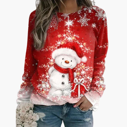 Damen-Winter-Sweatshirt mit Rundhalsausschnitt | Festlicher Print 3