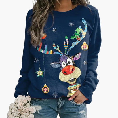 Damen-Winter-Sweatshirt mit Rundhalsausschnitt | Festlicher Print 5