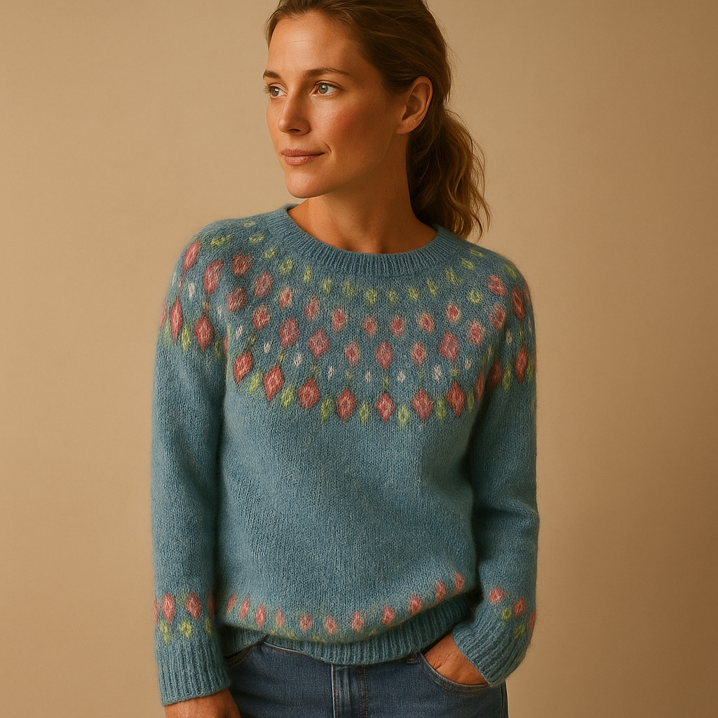 Damen-Wollpullover mit einzigartigem Muster 1
